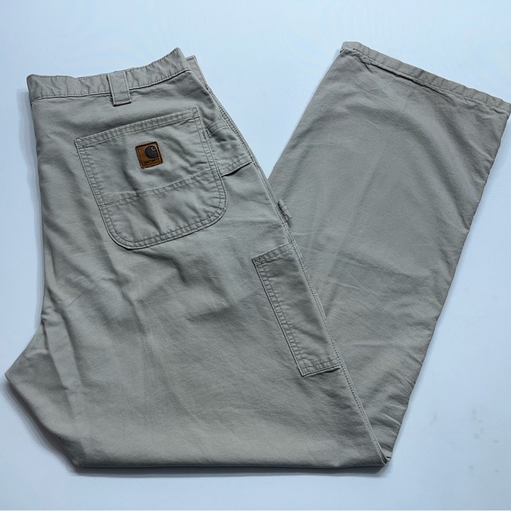 Carhartt Carpenter Pants Mens Size 38x34 B151 TAN Workwear Light Canvas Khaki